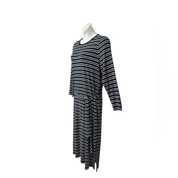 NWOT, Addition Elle, Plus-Size Wave-Patterned Striped Maxi Dress, 3X, Navy - Picture 7 of 10